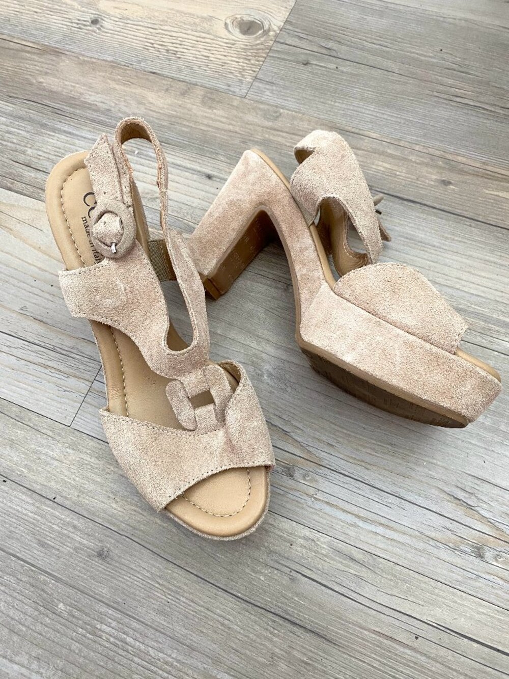 Cordani Tan Suede Peep Toe Heels - Size 38